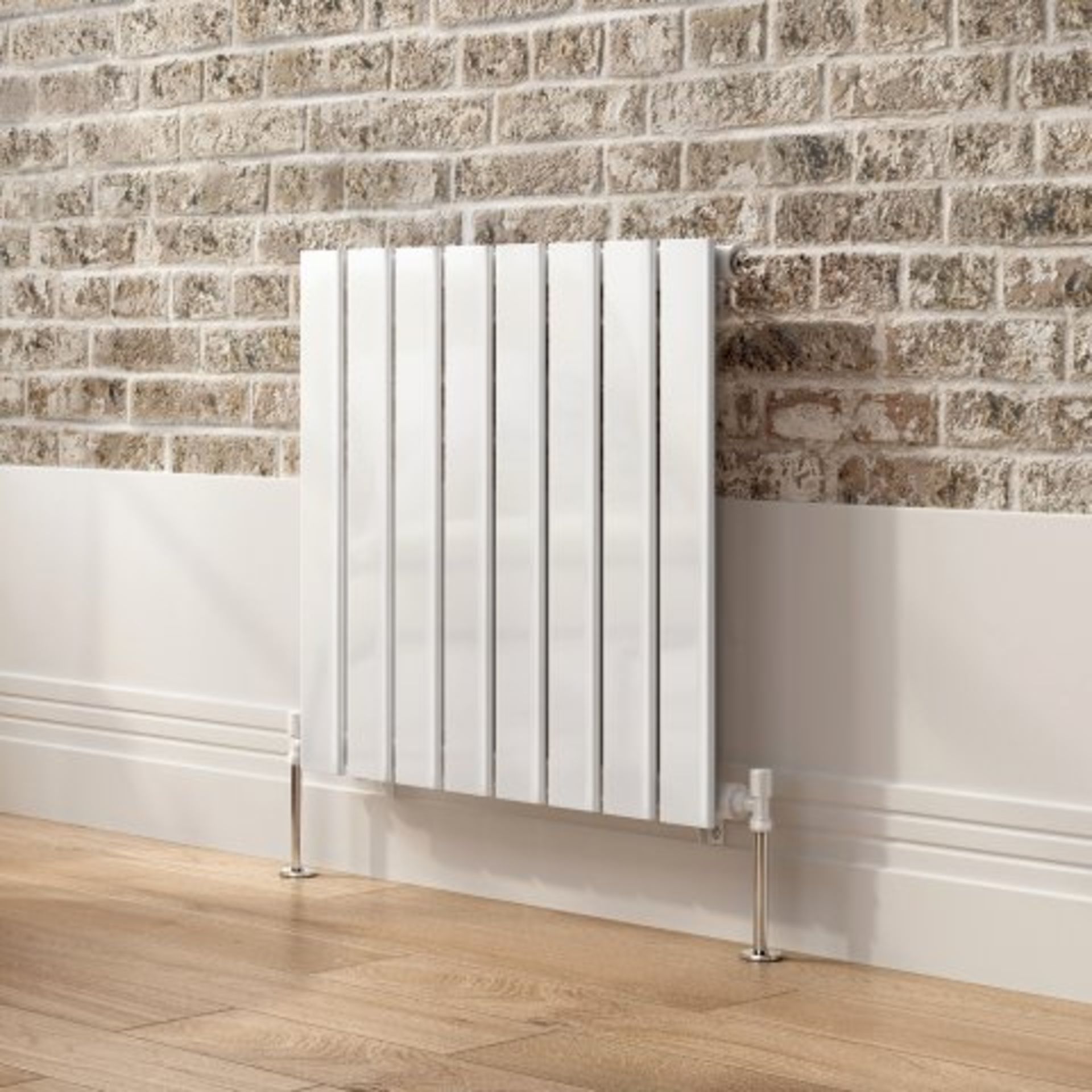 (L17) 600x600mm Gloss White Single Flat Panel Horizontal Radiator. Designer Touch Ultra-modern in - Image 5 of 8