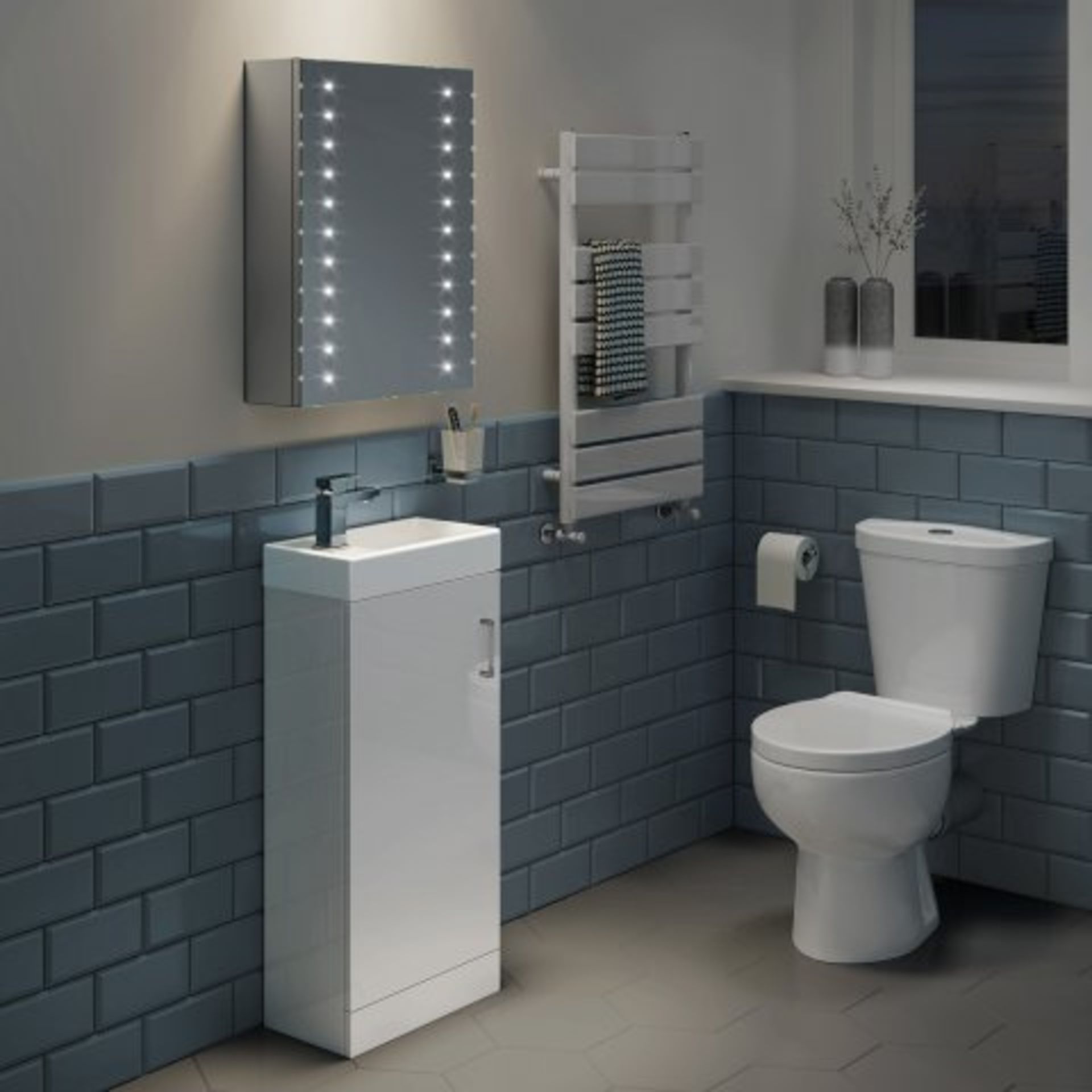 (L10) 450x600mm Galactic Illuminated LED Mirror Cabinet & Shaver Socket RRP £399.99. LED Power The - Image 2 of 11