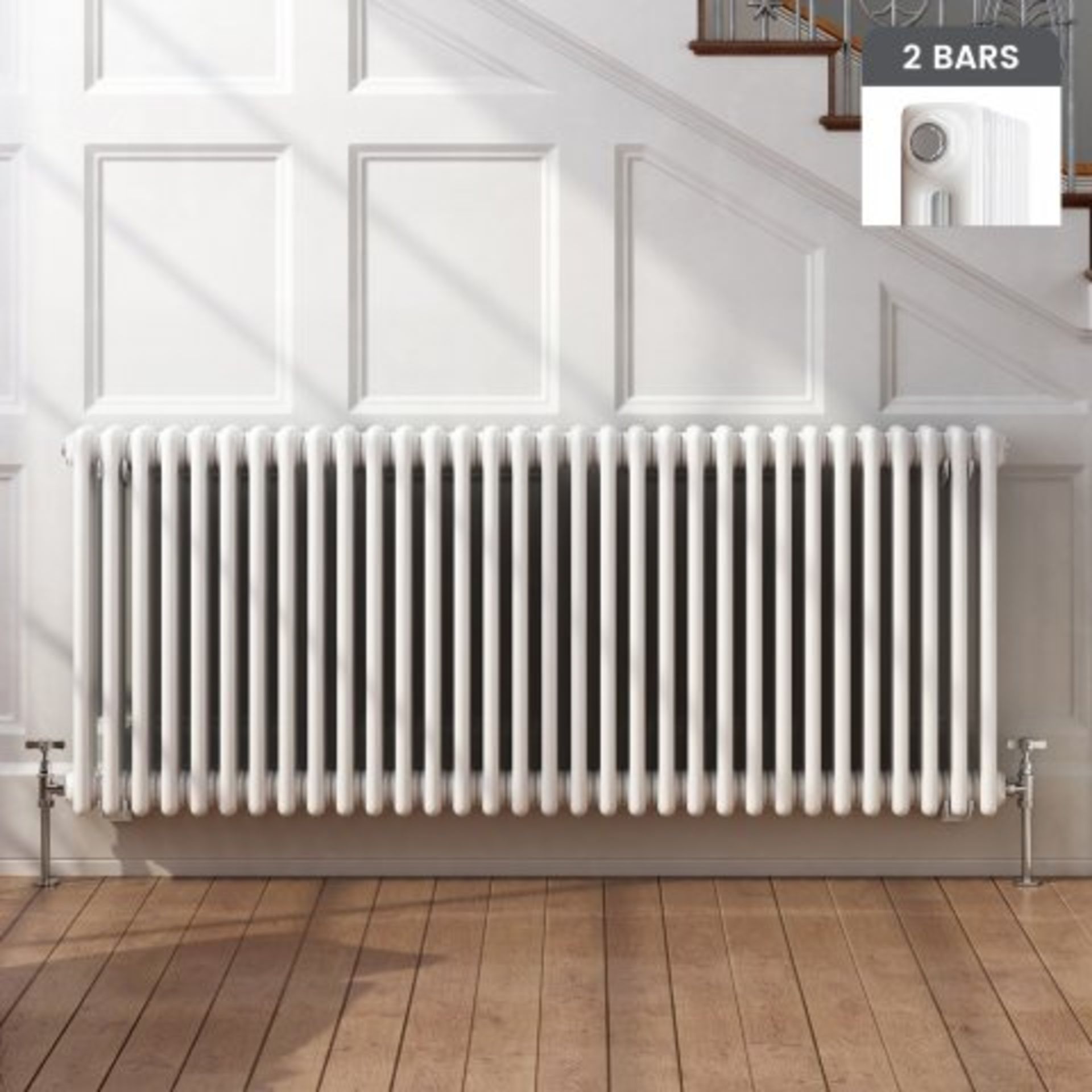 (L22) 600x1458mm White Double Panel Horizontal Colosseum Traditional Radiator RRP £404.99 For an