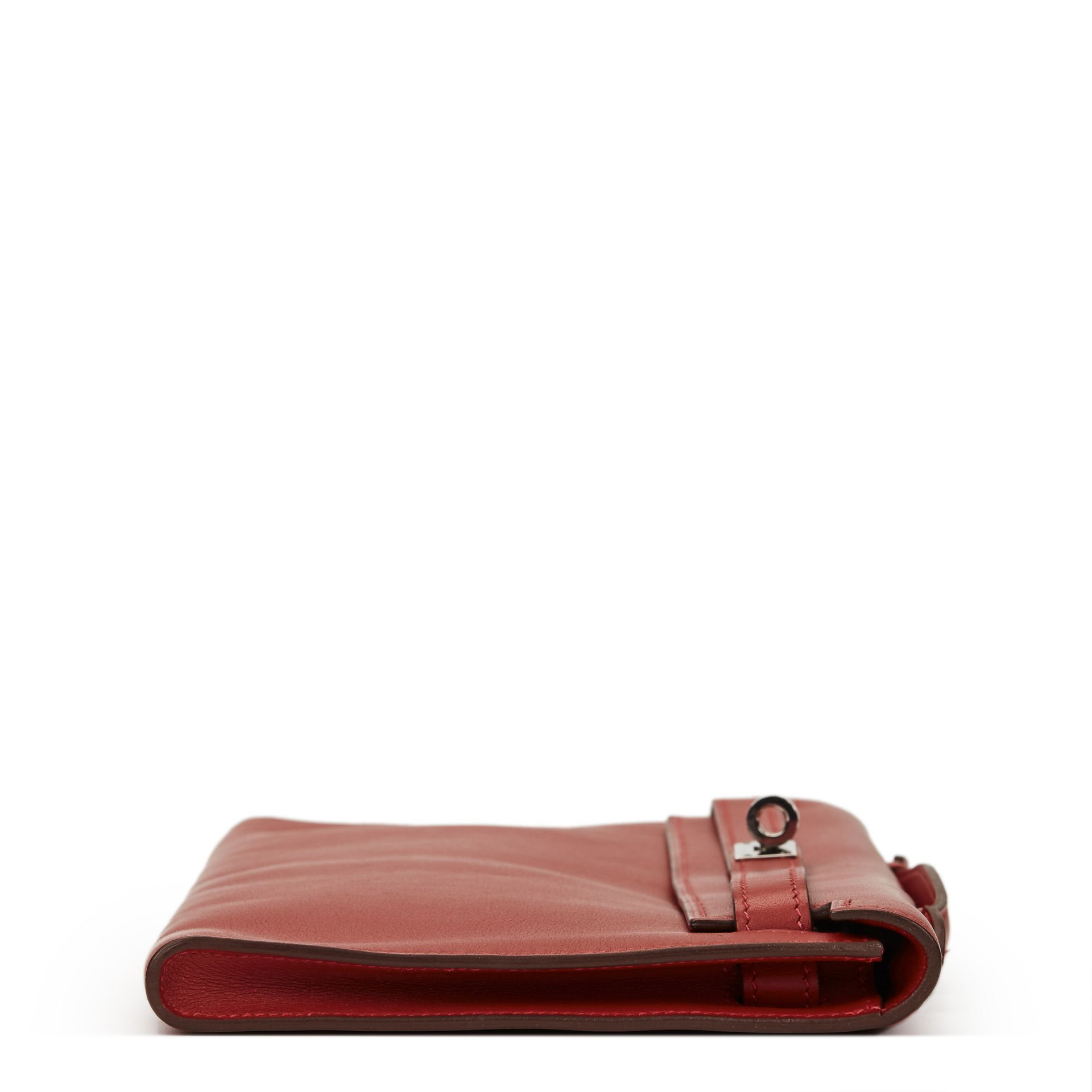 Rouge Garance Swift Leather Kelly Longue Clutch - Image 6 of 9