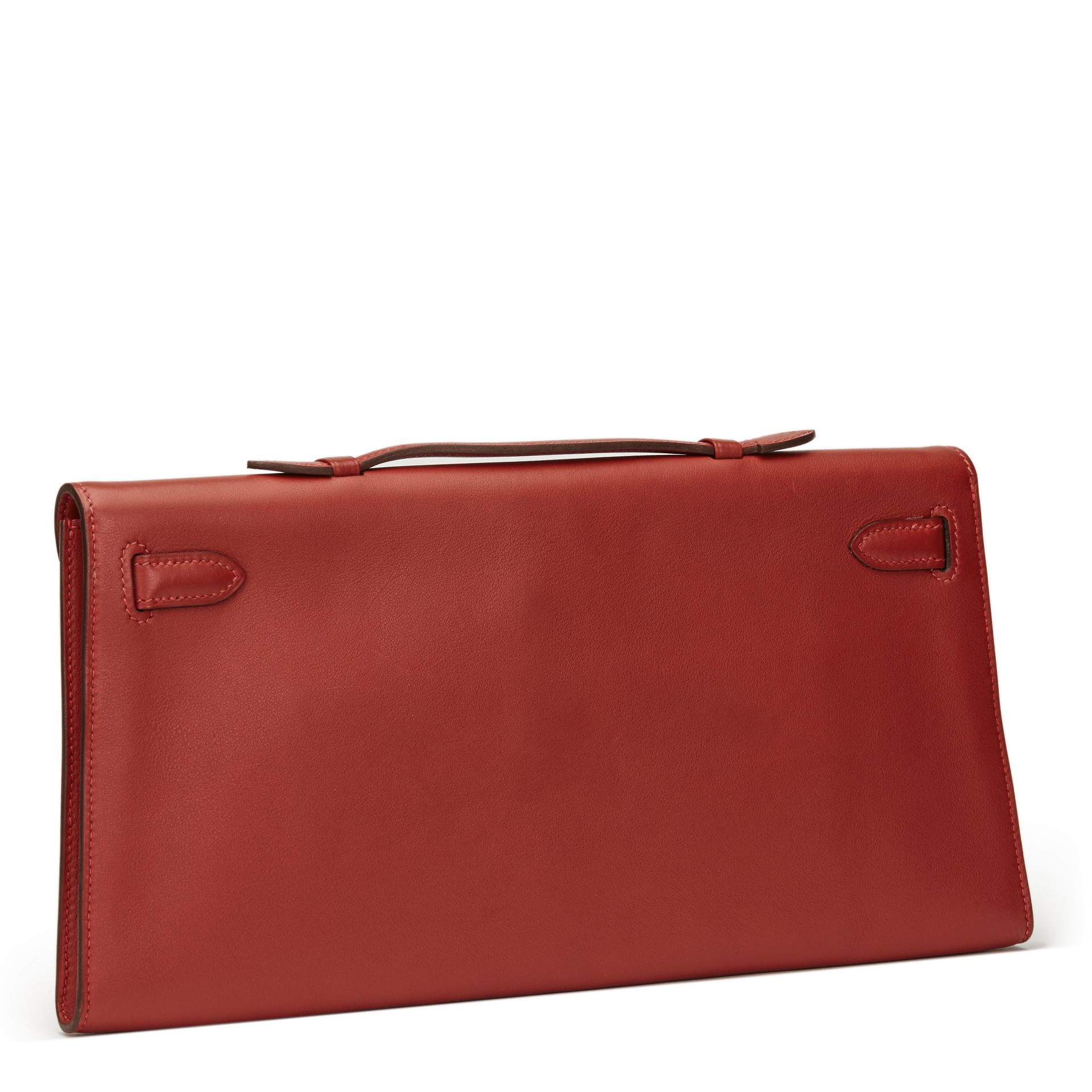 Rouge Garance Swift Leather Kelly Longue Clutch - Image 7 of 9