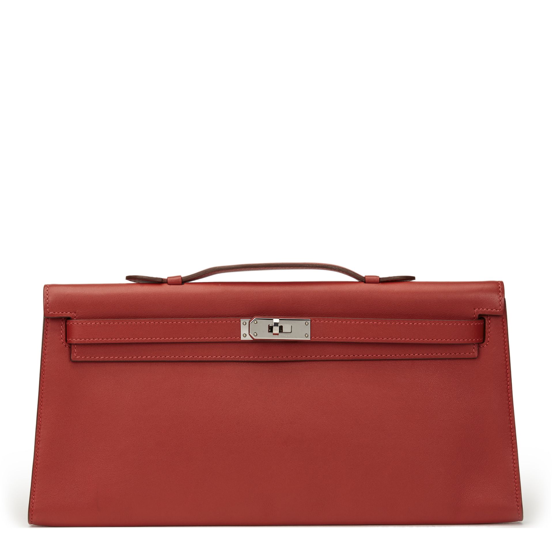 Rouge Garance Swift Leather Kelly Longue Clutch - Image 5 of 9