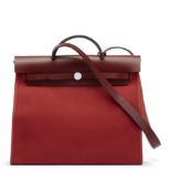Rouge H Hunter Cowhide Leather & Rouge Venitienne Canvas Herbag Zip 39