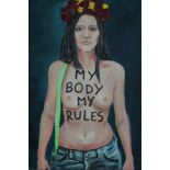 Mim Aylett Palmer | 2. My Body My Rules 60 x 90 x4 cm Acrylic on box canvas ready to hang.