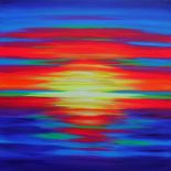 Julia Everett | "Another Light” by Julia Everett is a vivid abstract sunset in neon colours in oil