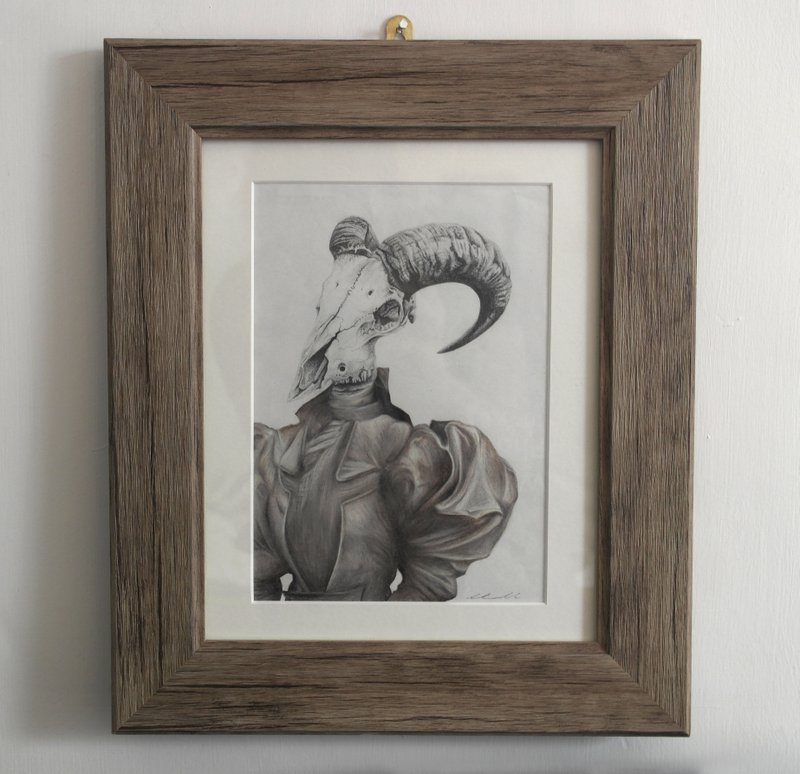Claire Hannah | Until death do us part - lady - framed original: *This piece is meant to come as a