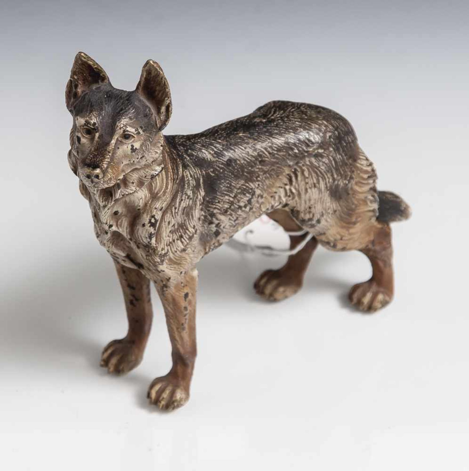 Wiener Bronze, stehender Schäferhund, 19./20. Jahrhundert, Bronze, fein modelliert u. naturalistisch