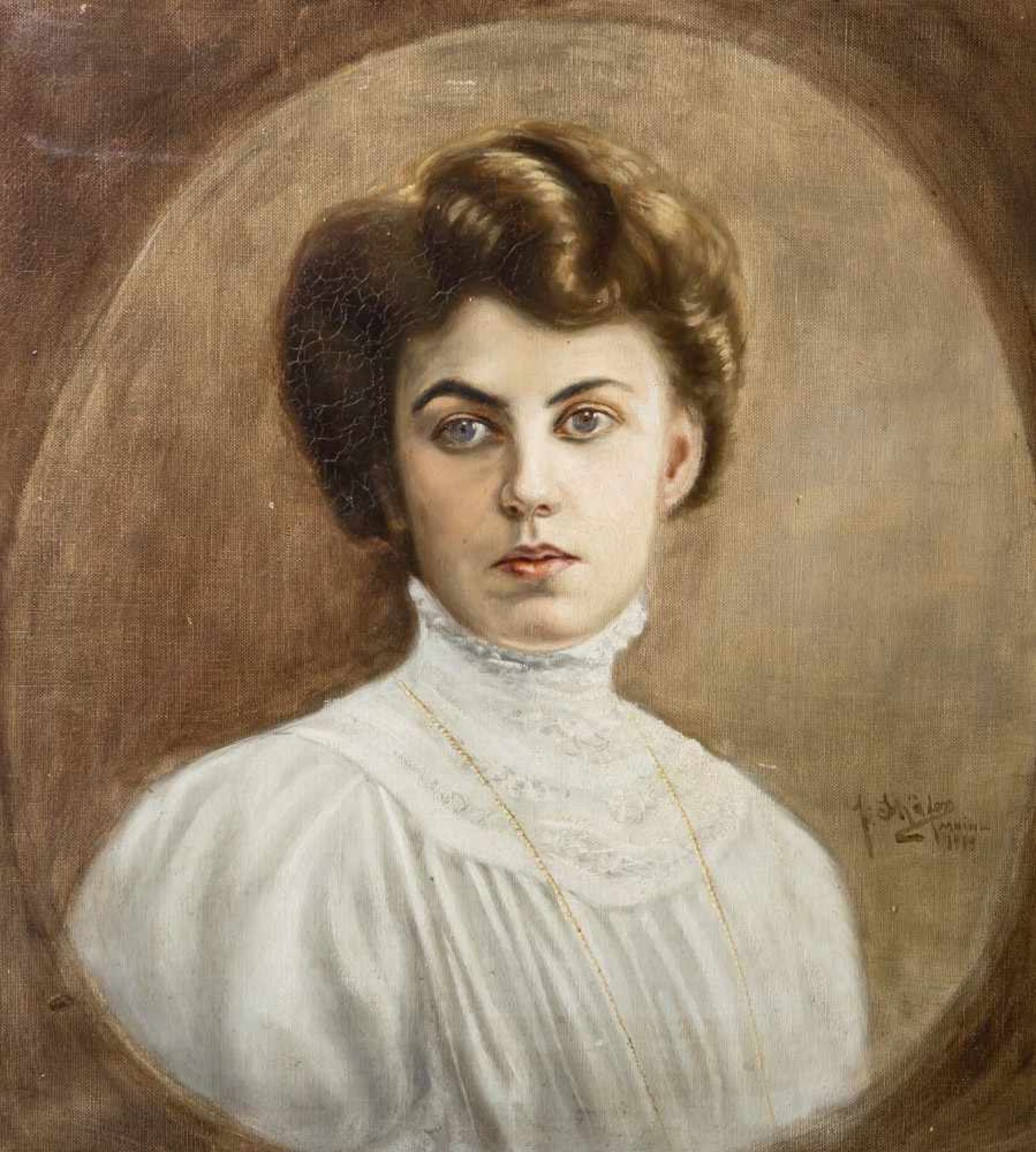 Schäfer, J. (19./20. Jahrhundert), Porträt der Grete Arens, Mainz, Öl/Lw, re. u. sign. u. dat. 1913.