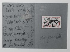 Penck, A.R., (1939), Telefonkarte "6 DM 20 Einheiten", limitierte Auflage, re. u. handsign. Ca. 8,