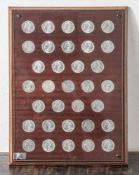 Konvolut von 33 Silbermünzen, 1 Dollar-Münze "Morgan Dollar", je 1 Exemplar der Jahrgänge 1878-