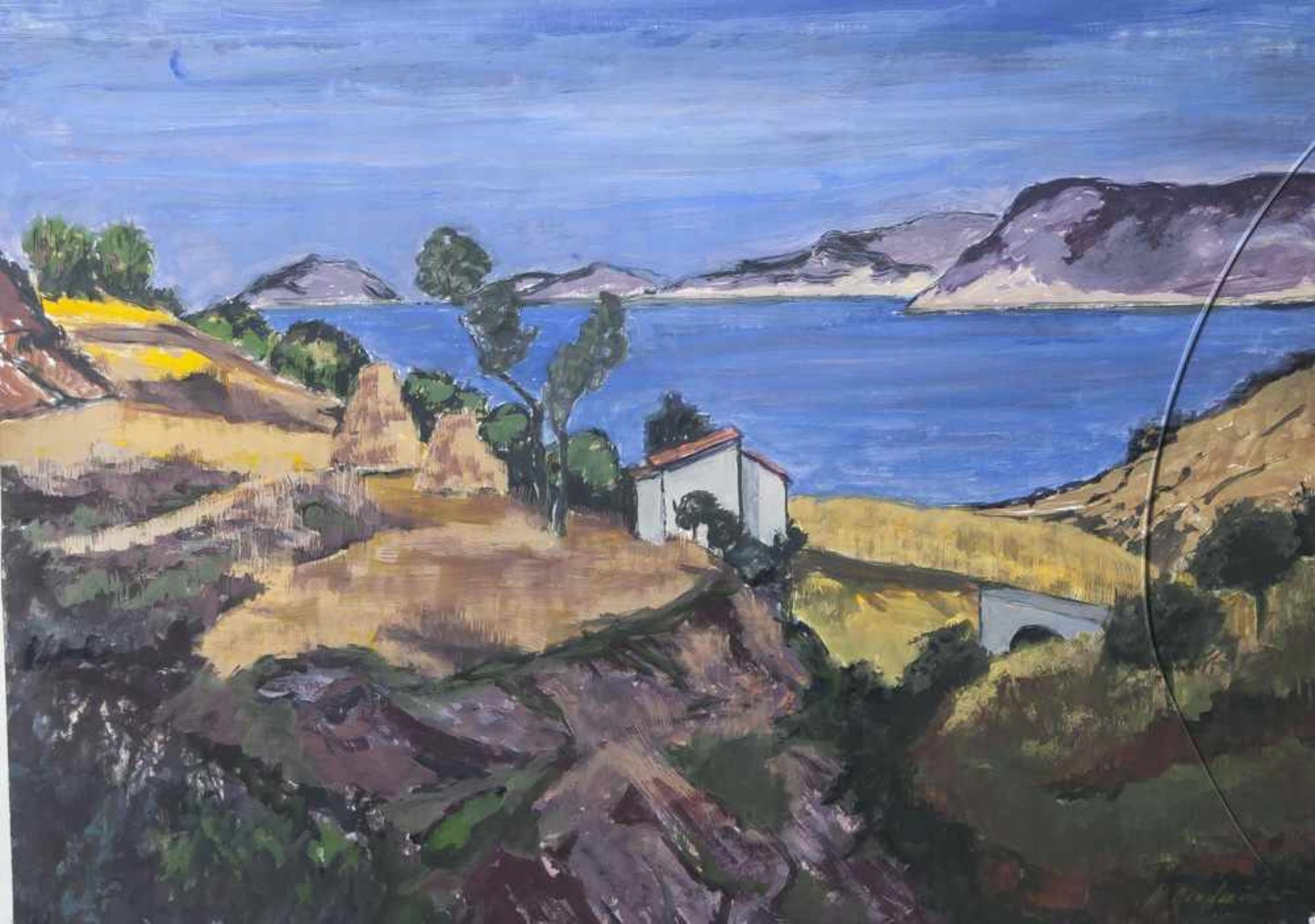 Riedmüller, Willy (1895-1974), Elba Landschaft, Gouache/Malkarton, re. u. sign., ca. 67 x 50 cm,