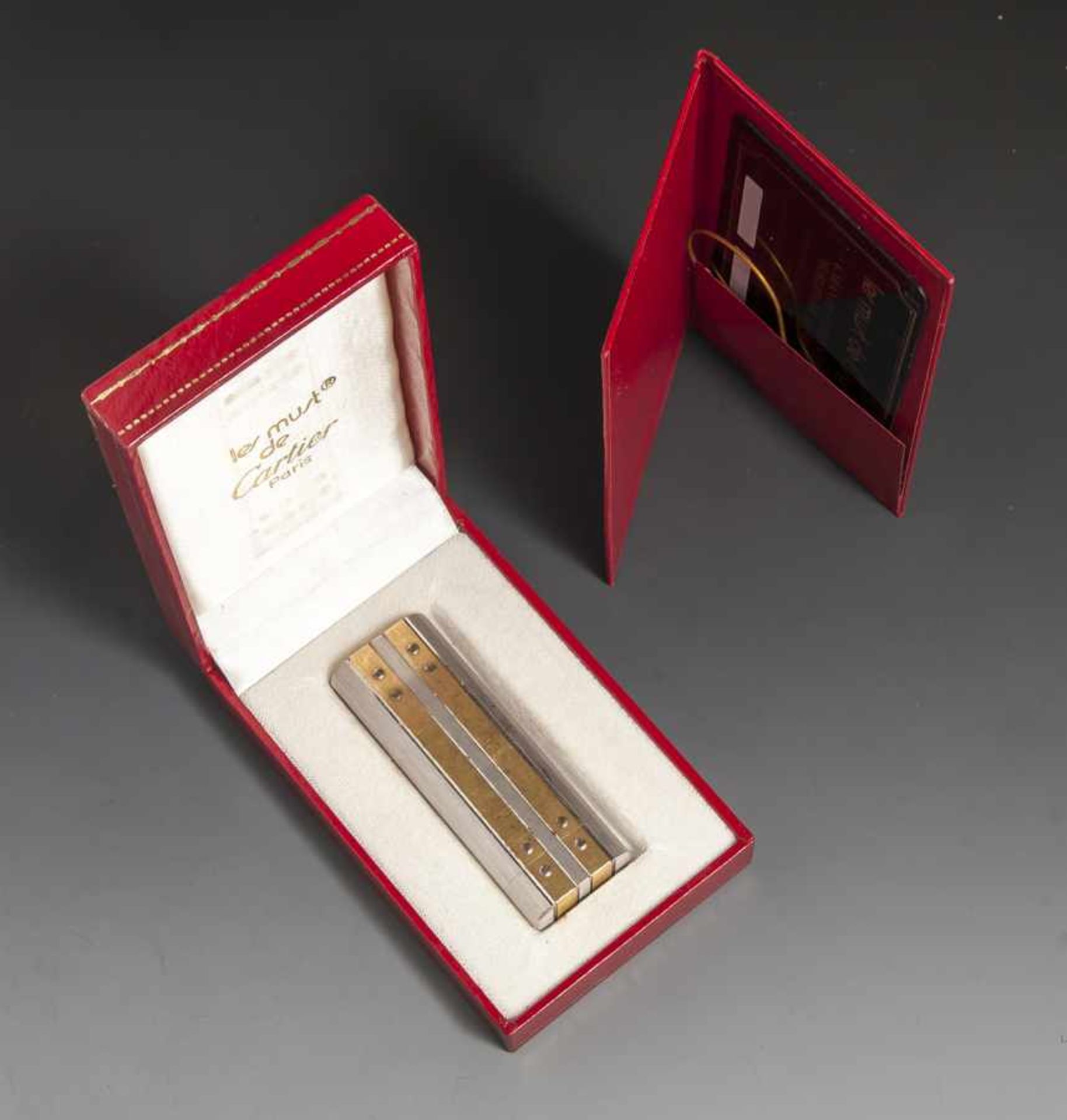 Cartier-Feuerzeug, "les must de Cartier Paris", Modell Santos, Metall, verg., Palladium Finish, Ref.