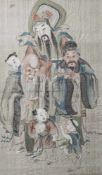Unbekannter Maler (wohl 19. Jahrhundert), Darst. chin. Männer verschiedenen Alters, Öl/Reispapier.