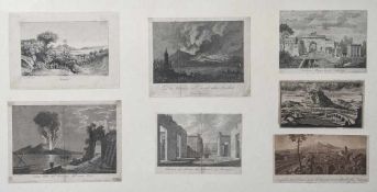 Konvolut von 7 Stichen, darunter a) Unbekannter Künstler (wohl 19./20. Jahrhundert), "Ansicht Neapel