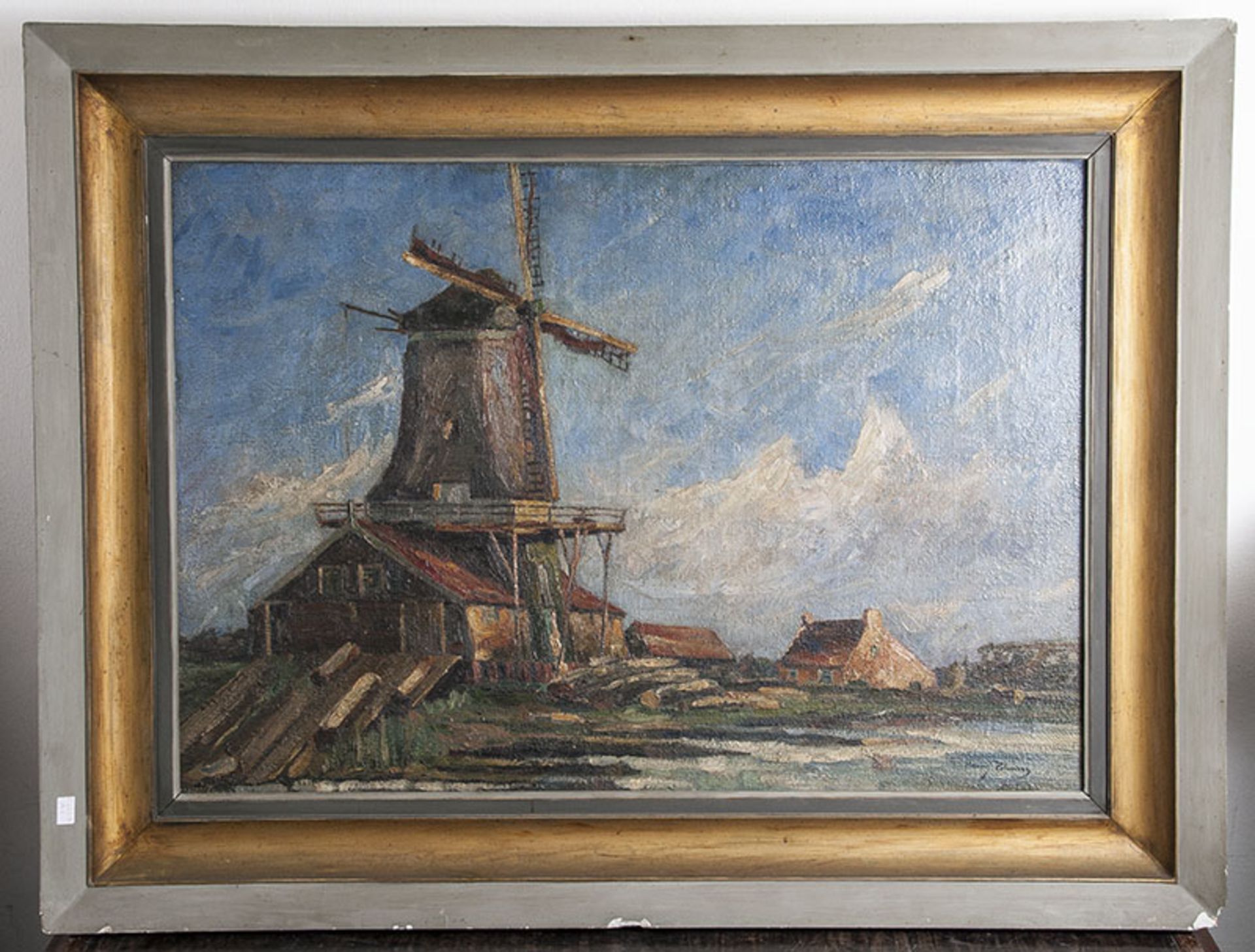 Thurn, Hanns (1889-1963), Norddeutsche Landschaft mit zentralem Bildmittelpunkt einer Windmühle