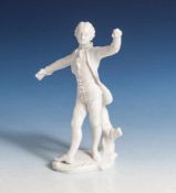 Figur, tanzender Rokokoherr, Ludwigsburg, 18. Jahrhundert, unterglasurblaue CC-Marke unter Krone,