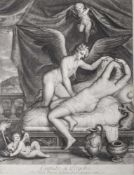Smith, John (ca. 1652-1742), "Cupido & Psyche", nach Titian, wohl Schabkunstblatt, in der Platte