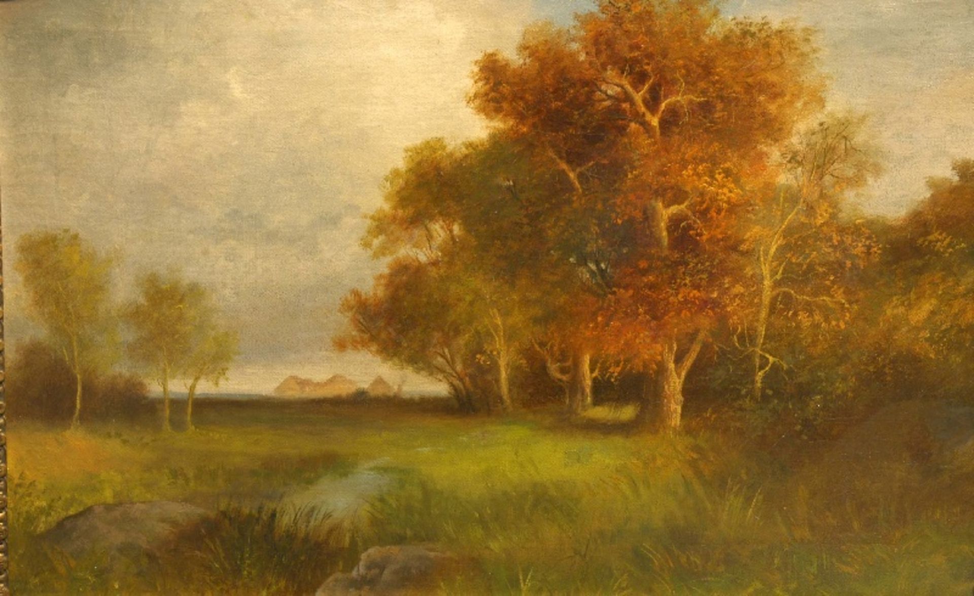 Unbekannter Künstler (Ende 19. Jahrhundert), Stimmungsvolle Herbstlandschaft mit Bachlauf und