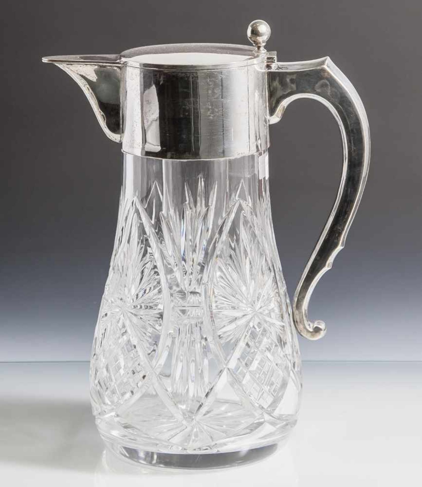Kalte Ente, deutsch, Silber 800, birnenförmiger Korpus aus geschliffenem Kristallglas,