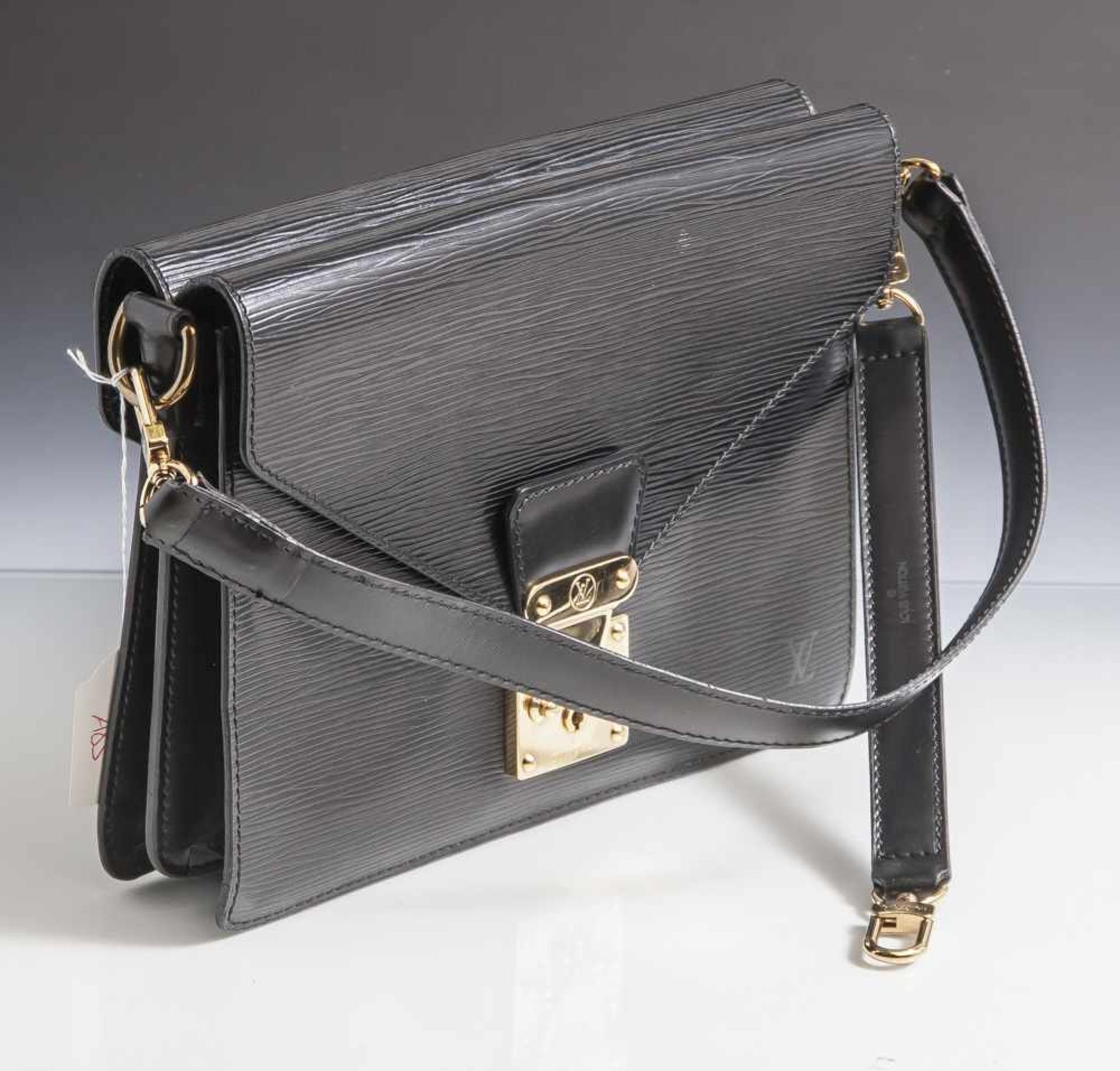 Louis Vuitton Damenhandtasche, Schultertasche, Modell "Epi Monceau", schwarz, innen Nr. A20960 sowie