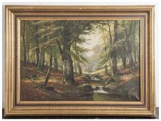 Feldmann, Carl Albert (1894-1966), Waldlichtung mit Bachlauf, Öl/Lw. Ca. 55 x 78 cm, gerahmt, Lw.