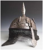 Helm, sogen. Kulah Khud, Persien, 19. Jahrhundert, einteilig geschlagene Metallglocke mit