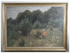 Maffei v., Guido (1838-1922), Rehe auf einer Waldlichtung, Öl/Lw, re. u. sign. Ca. 83,5 x 112 cm,