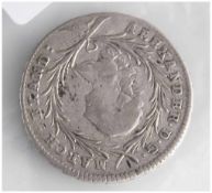 Silbermünze, 20 Kreuzer, 1764, 1/6 Konventionstaler, umseitig bez. "Alexander D. G. March Brand",