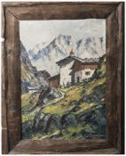 Ackermann-Pasegg, Otto (1882-1959), Oberammergauer Berglandschaft mit Blick auf eine Kapelle, im