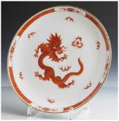 Wandteller "Ming-Drache", Meissen, blaue Schwertermarke (4 Schleifstriche), Porzellan, Dekor "Ming-