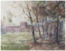 Holtmann, Willi (1908-1984), Blick auf das Biebricher Schloss, Öl/Lw. li. u. sign. Ca. 75 x 97 cm,