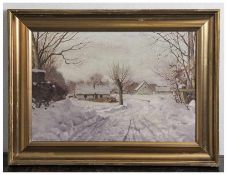 Pryn, Harald Julius Niels (1891-1968), Weiler in winterlicher Landschaft, Öl/Lw., li. u. sign. u.