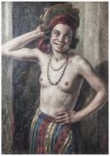 Gabbiani, Giacomo (1900-1989), Halbakt einer Zigeunerin mit Tamburin, Öl/Lw, li. u. sign. u. dat.