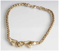 Collier, Wempe, Gelbgold 18 ct, Panthère mit Brillanten. Gesamt ca. 54 gr.