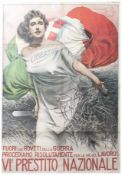 Sehr seltenes italienisches Kriegsanleihe Werbeplakat, 1. WK, Aufschrift "Fuori dai Roveti della