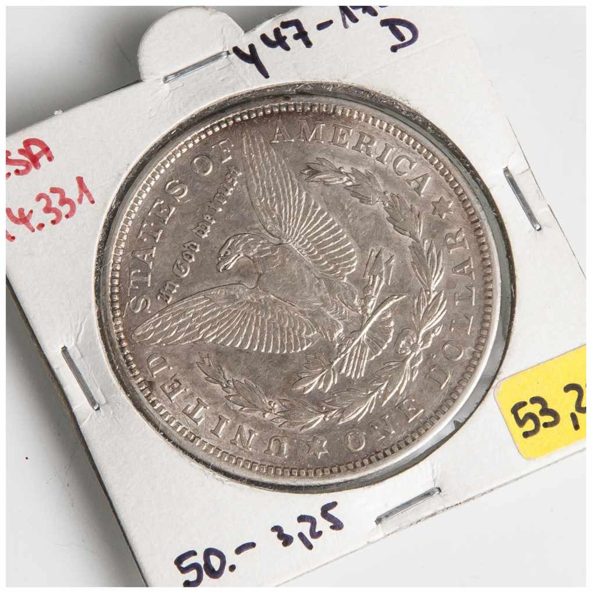 Morgan Silberdollar, 1 Dollar, United States of America, 1921 D, vorderseitig Adler mit