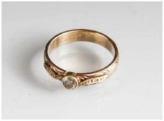 Damenring, Gelbgold 333, 1 Diamant ca. 0,2 ct. Ringgröße: 60, ca. 3,50 gr. (brutto).