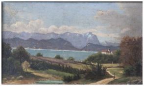 Helm, W. (19./20. Jahrhundert), Am Starnberger See, Öl/Malpappe, li. u. sign., rs. altes