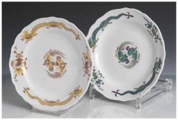 2 kleine Teller "Reicher Drache", Meissen, blaue Schwertermarke, Dekor "Reicher Drache", je 1x