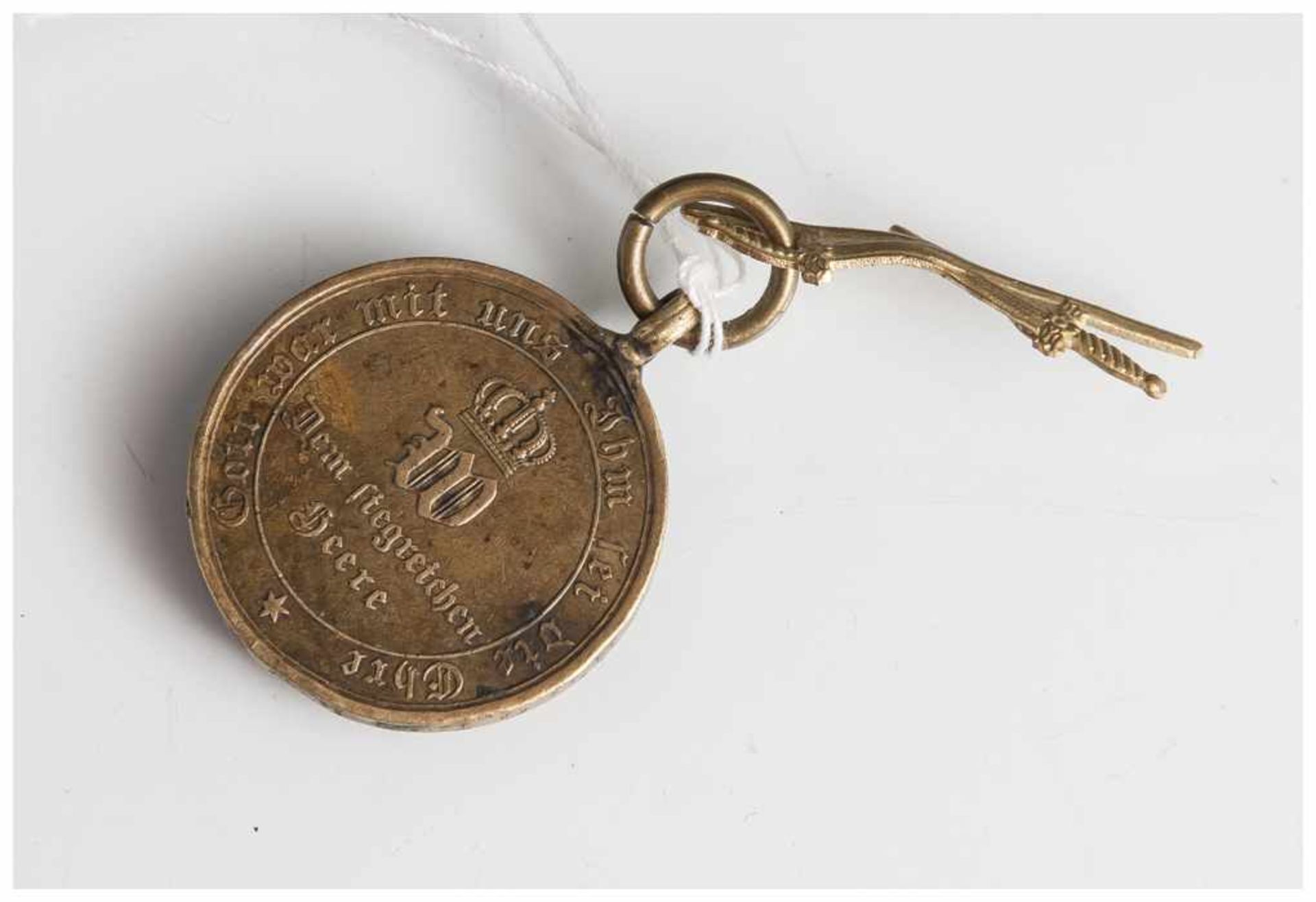 Medaille Preußen, 1870/1871, dem siegreichen Heere, Randschrift "Gott war mit uns Ihm sei die