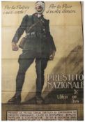 Sehr seltenes italienisches Kriegsanleihe Werbeplakat, Aufschrift "Per la Patria i mei occi Per la