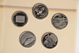 6 Silber-Gedenkmünzen, 10 Euro, 2002, Bundesrepublik Deutschland, PP, darunter Einführung des Euro -