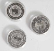 3 Silbermünzen, 10 Euro, 2003, BRD, PP, FIFA Fussball Weltmeisterschaft Deutschland 2006, Münzen