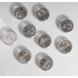 9 Silbermünzen, 10 Euro, 2003, BRD, PP, 200. Geburtstag des Baumeisters Gottfried Semper, Münzen