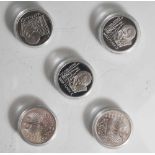 5 Silbermünzen, 10 Euro, 2008, BRD, PP, 150. Geburtstag Max Planck, Münzen in Kapsel.