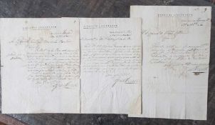 Sucre, Antonio José, 3 schriftliche Depeschen auf Briefpapier des Ejercito Libertador (