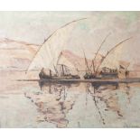 Tüpke-Grande, Helene (1871-1946), Segler vor Nilkulisse, Öl/Lw, re. u. sign. Ca. 58 x 69 cm,