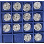14 Silbermünzen, 10 Euro, 2004, BRD, PP, Erweiterung der Europäischen Union, Münzen in Kapsel und