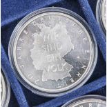 5 Silbermünzen, 10 Euro, 2010, BRD, PP, 20 Jahre Deutsche Einheit, Münzen in Kapsel.