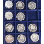 11 Silbermünzen, 10 Euro, 2006, BRD, PP, Karl Friedrich Schinkel 1781-1841, Münzen in Kapsel und